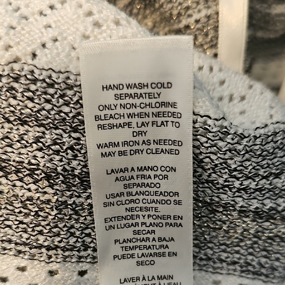 White House Black Market Cream and Black Striped Cardigan - Picture 6 of 6